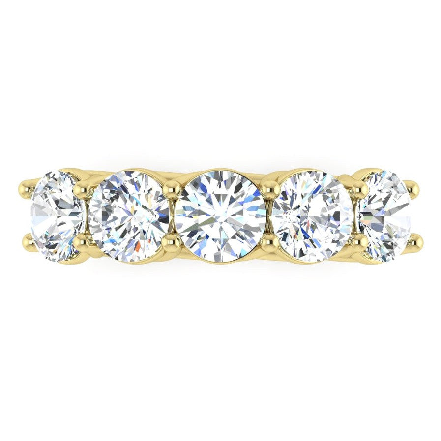 Real Diamond Anniversary Band Yellow Gold 5 Stones