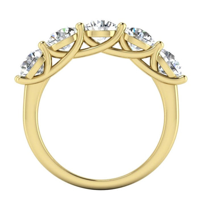 Real Diamond Anniversary Band Yellow Gold 5 Stones