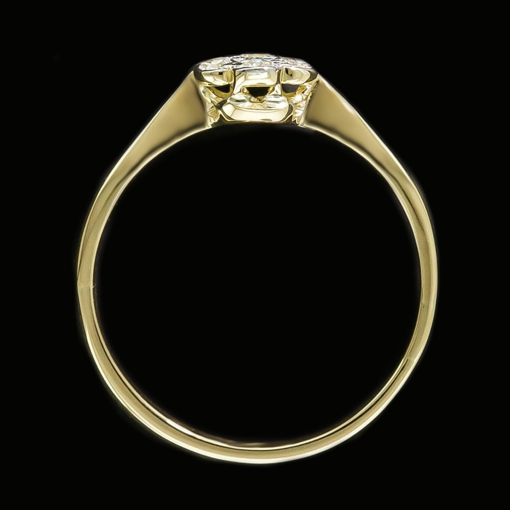 Real Engagement Round Old Mine Cut Diamond Ring 1.25 Carats Flower Style