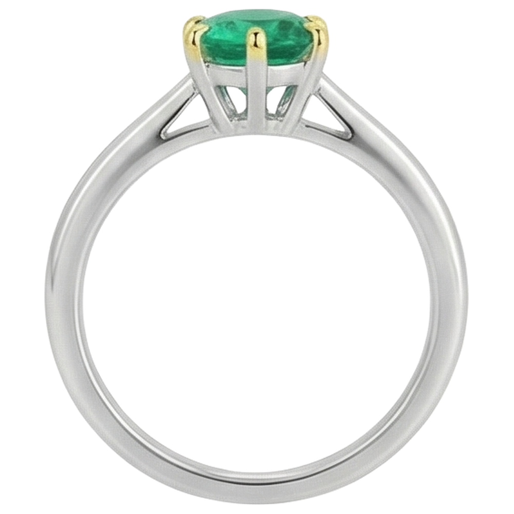 Real Green Emerald GIA Ring Six Prongs
