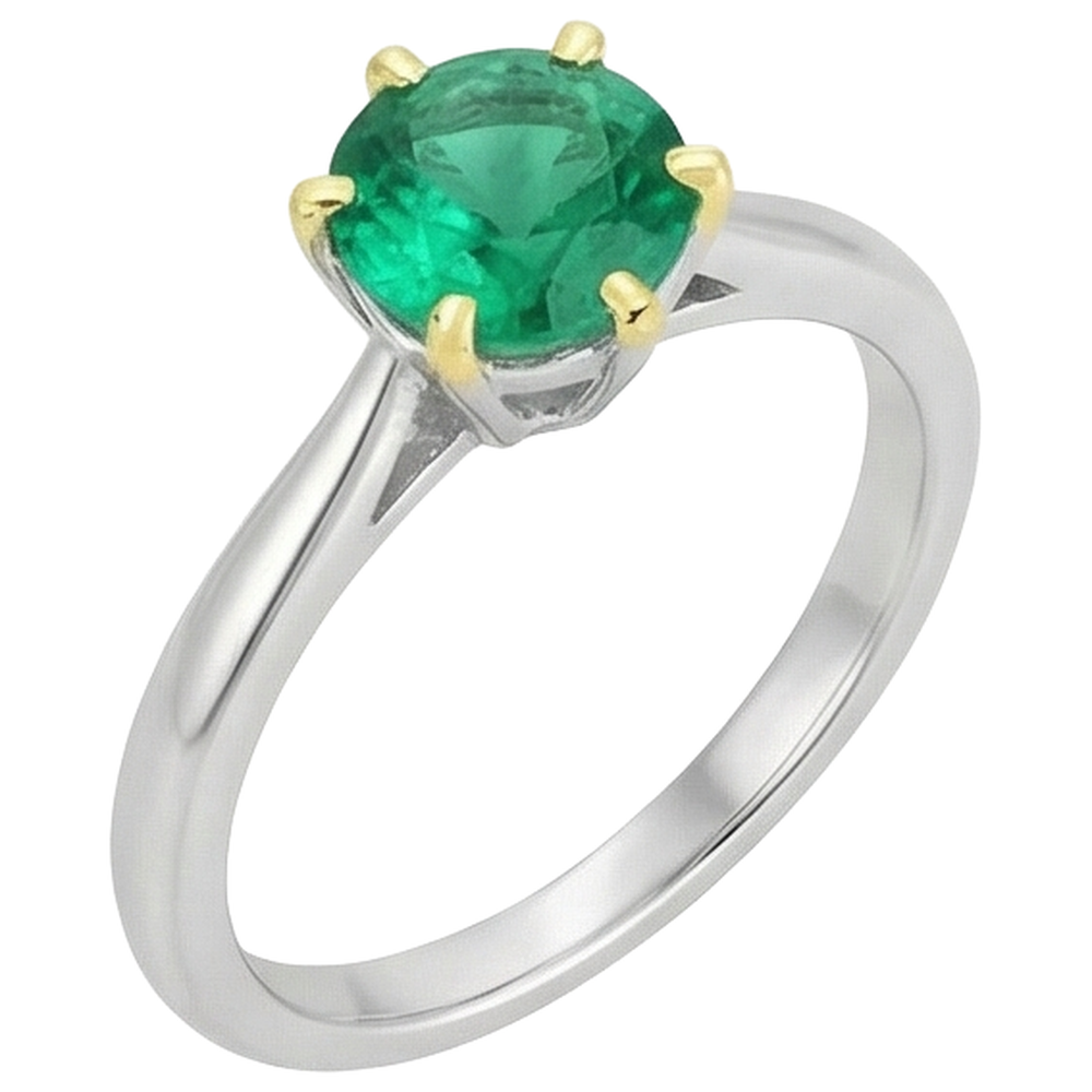 Real Green Emerald GIA Ring Six Prongs