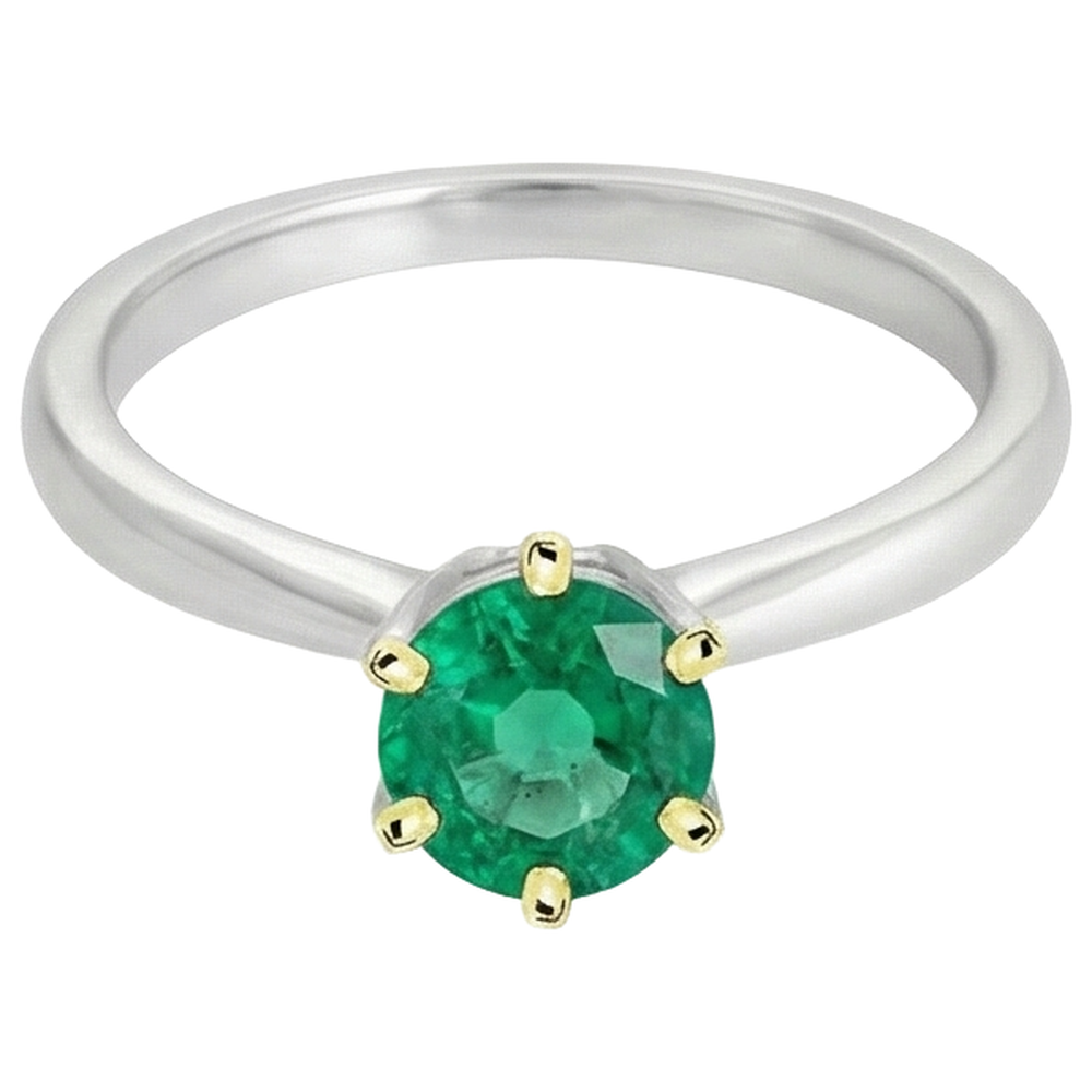 Real Green Emerald GIA Ring Six Prongs