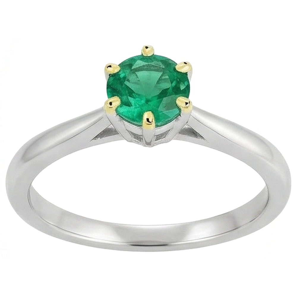 Real Green Emerald GIA Ring Six Prongs