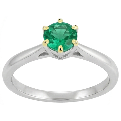 Real Green Emerald GIA Ring Six Prongs