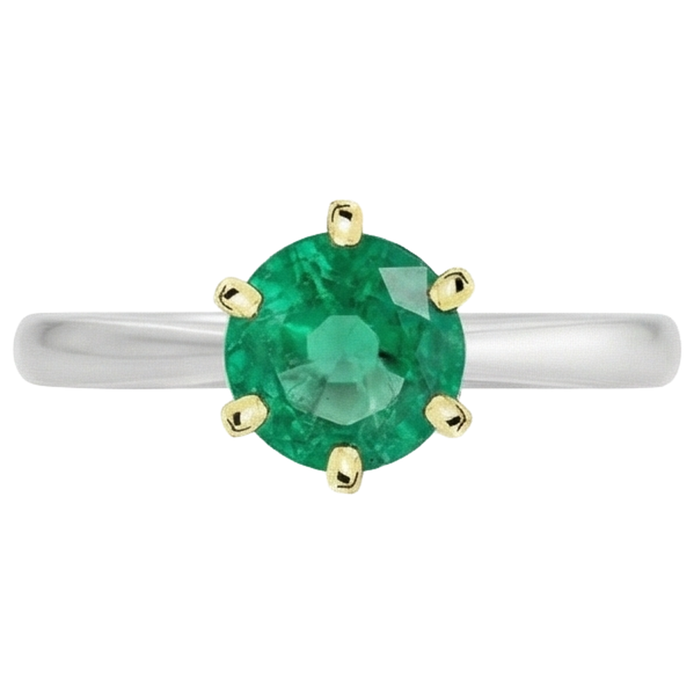 Real Green Emerald GIA Ring Six Prongs