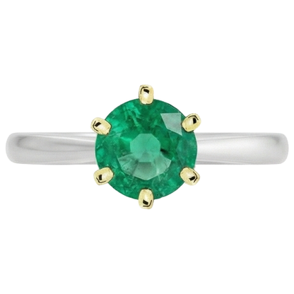 Real Green Emerald GIA Ring Six Prongs