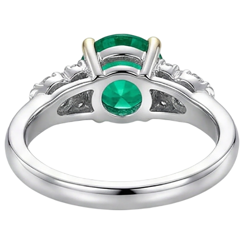 Real Green Emerald GIA Ring With Diamonds Round Cut