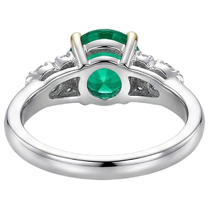 Real Green Emerald GIA Ring With Diamonds Round Cut