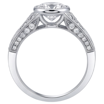 Real Natural Earth Mined Diamond Engagement Ring Antique Style 2.90 Carats White Gold Bezel Set