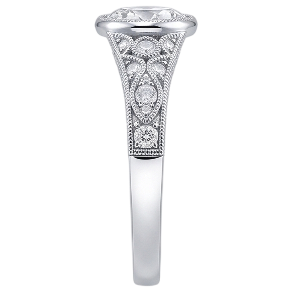 Real Natural Earth Mined Diamond Engagement Ring Antique Style 2.90 Carats White Gold Bezel Set