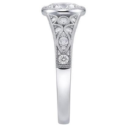 Real Natural Earth Mined Diamond Engagement Ring Antique Style 2.90 Carats White Gold Bezel Set