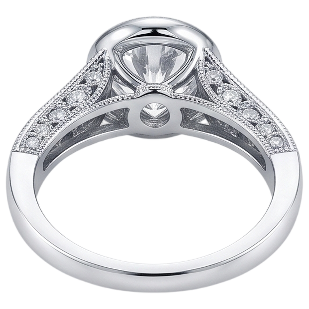 Real Natural Earth Mined Diamond Engagement Ring Antique Style 2.90 Carats White Gold Bezel Set