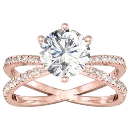 Real Natural Earth Mined Diamond Engagement Ring Twisted Split Shank 1.50 Carats Rose Gold 14K