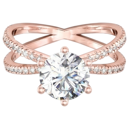 Real Natural Earth Mined Diamond Engagement Ring Twisted Split Shank 1.50 Carats Rose Gold 14K