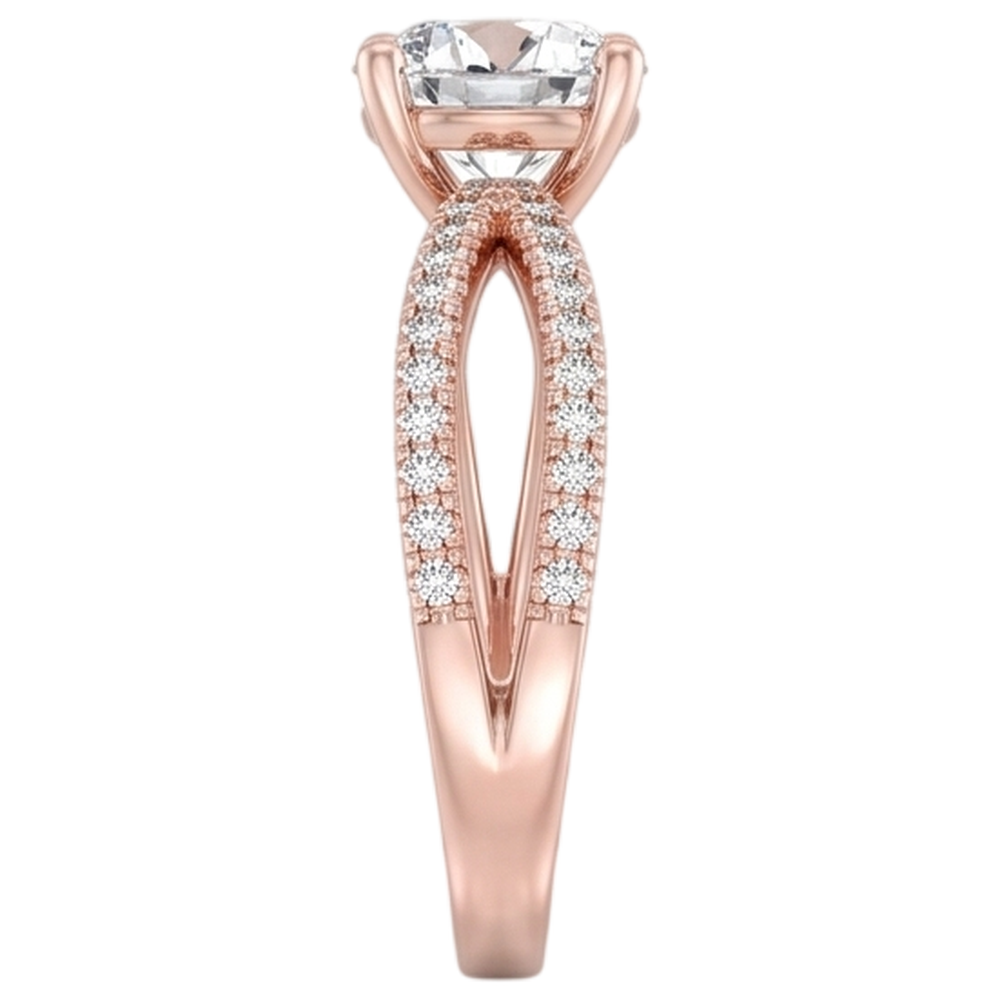 Real Natural Earth Mined Diamond Engagement Ring Twisted Split Shank 1.50 Carats Rose Gold 14K