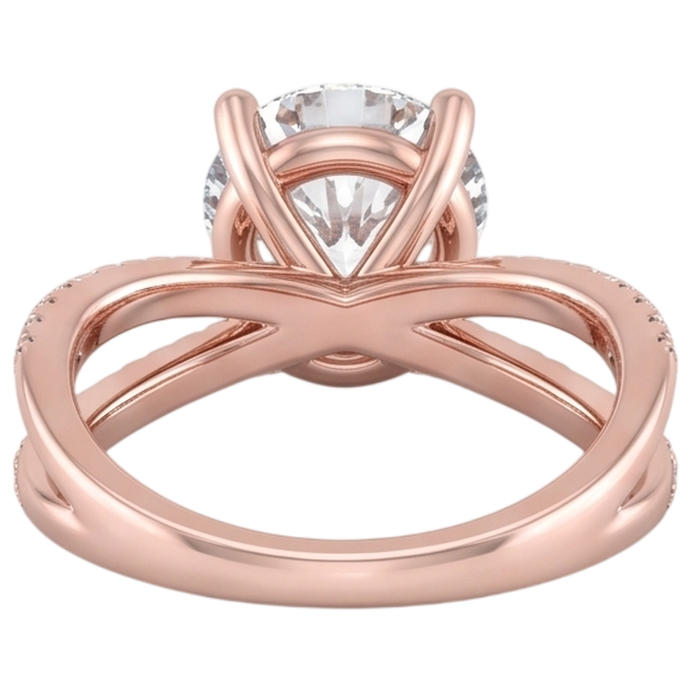 Real Natural Earth Mined Diamond Engagement Ring Twisted Split Shank 1.50 Carats Rose Gold 14K