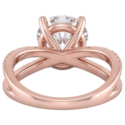 Real Natural Earth Mined Diamond Engagement Ring Twisted Split Shank 1.50 Carats Rose Gold 14K