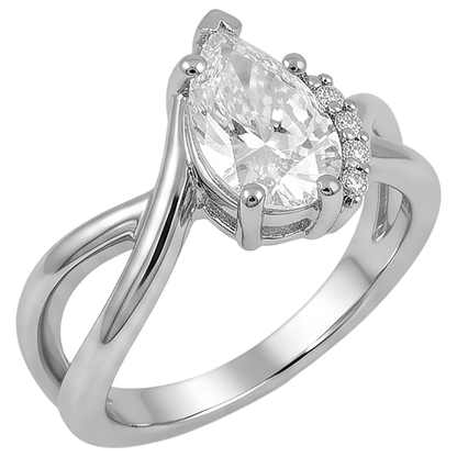 Real Pear And Round Cut 2.70 Carats Natural Earth Mined Diamond Engagement Ring White Gold 14K