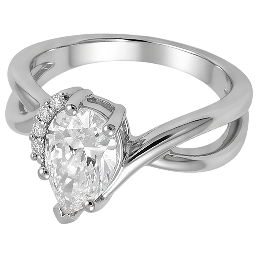 Real Pear And Round Cut 2.70 Carats Natural Earth Mined Diamond Engagement Ring White Gold 14K