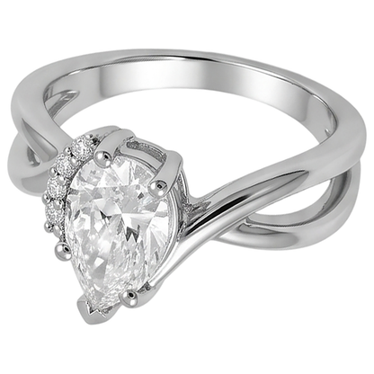 Real Pear And Round Cut 2.70 Carats Natural Earth Mined Diamond Engagement Ring White Gold 14K