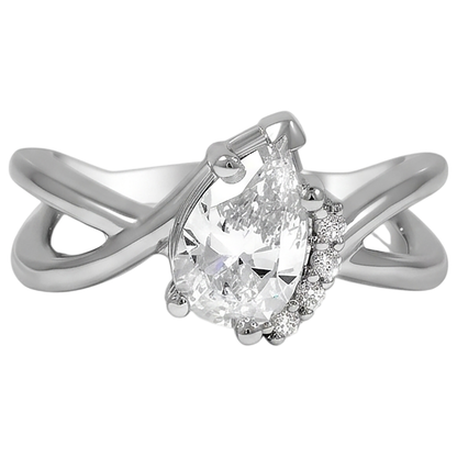 Real Pear And Round Cut 2.70 Carats Natural Earth Mined Diamond Engagement Ring White Gold 14K