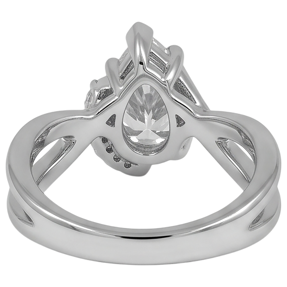 Real Pear And Round Cut 2.70 Carats Natural Earth Mined Diamond Engagement Ring White Gold 14K