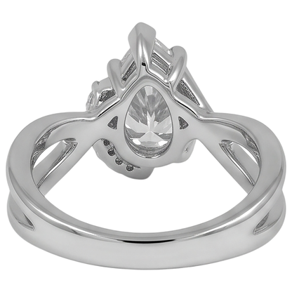 Real Pear And Round Cut 2.70 Carats Natural Earth Mined Diamond Engagement Ring White Gold 14K