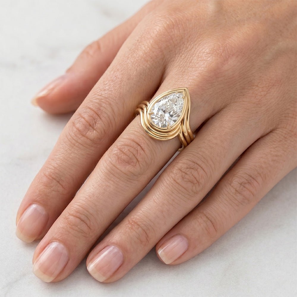 Real Pear Shape Brilliant Diamond Single Stone Ring – 2.50 ct in