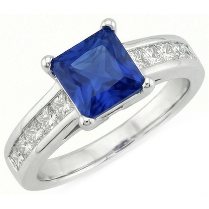 Real Sapphire Ring Princess Cut Natural Earth Mined Diamond