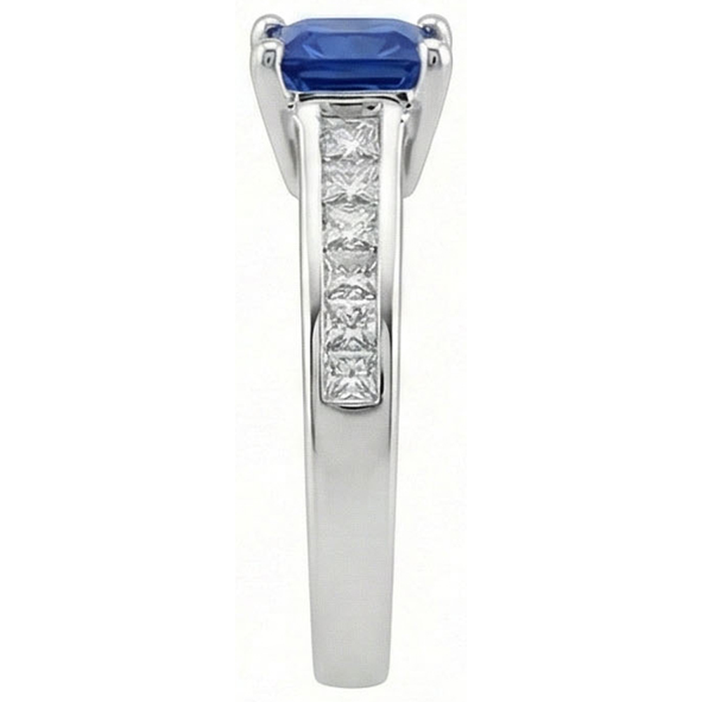 Real Sapphire Ring Princess Cut Natural Earth Mined Diamond