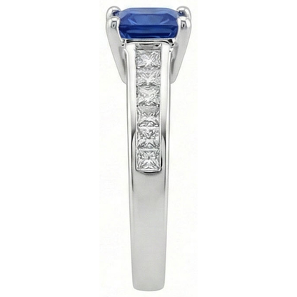 Real Sapphire Ring Princess Cut Natural Earth Mined Diamond