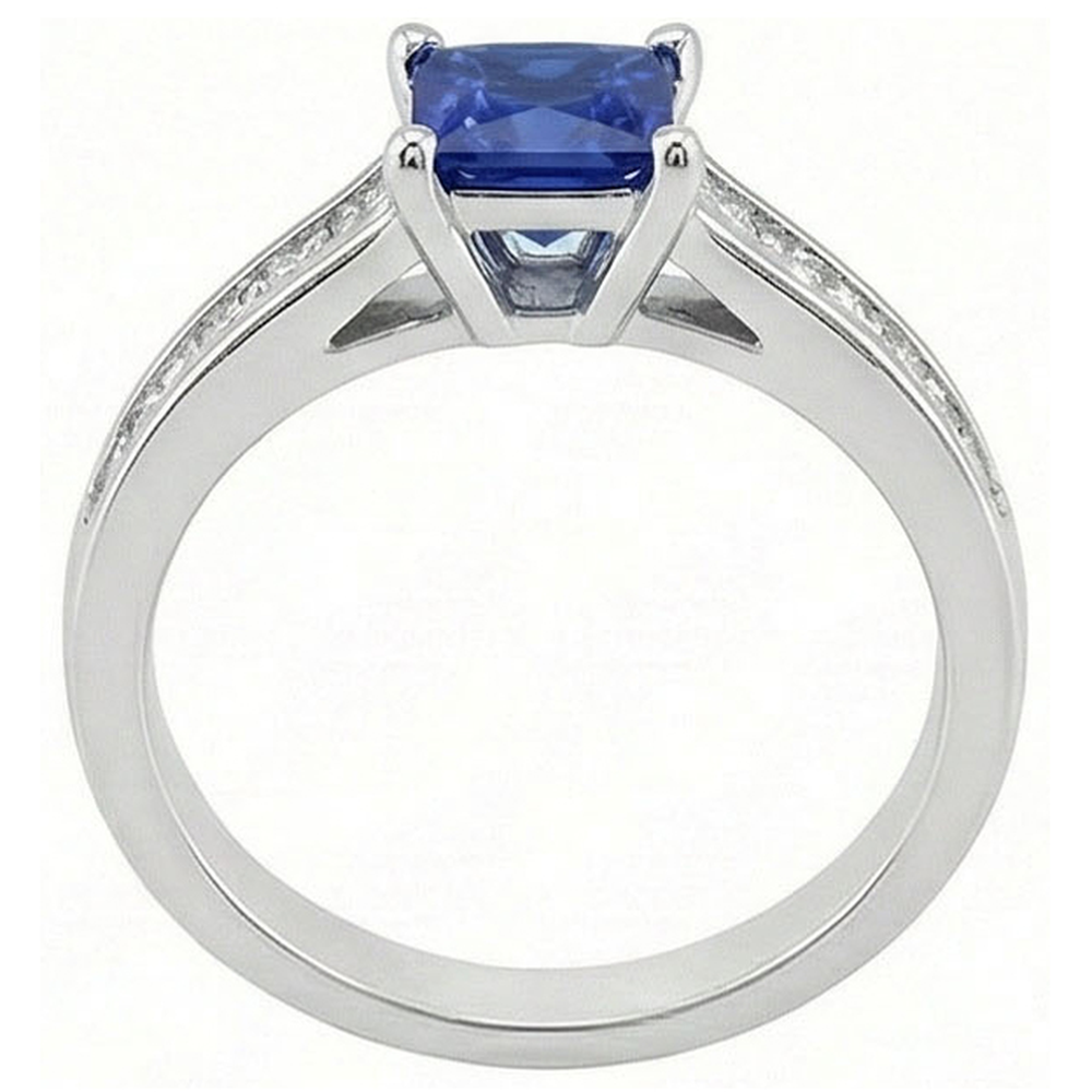 Real Sapphire Ring Princess Cut Natural Earth Mined Diamond