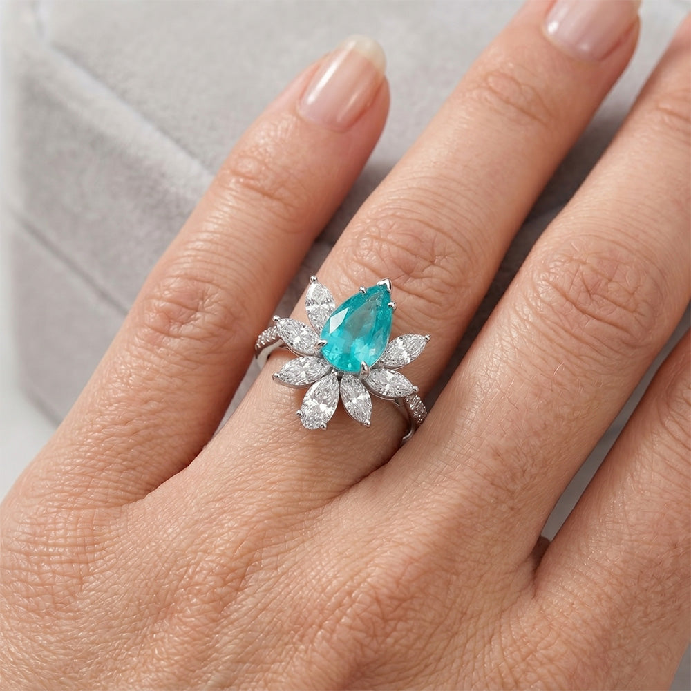 Real VVS Clarity Paraiba Tourmaline Accent Solitaire Ring 1.75 ct