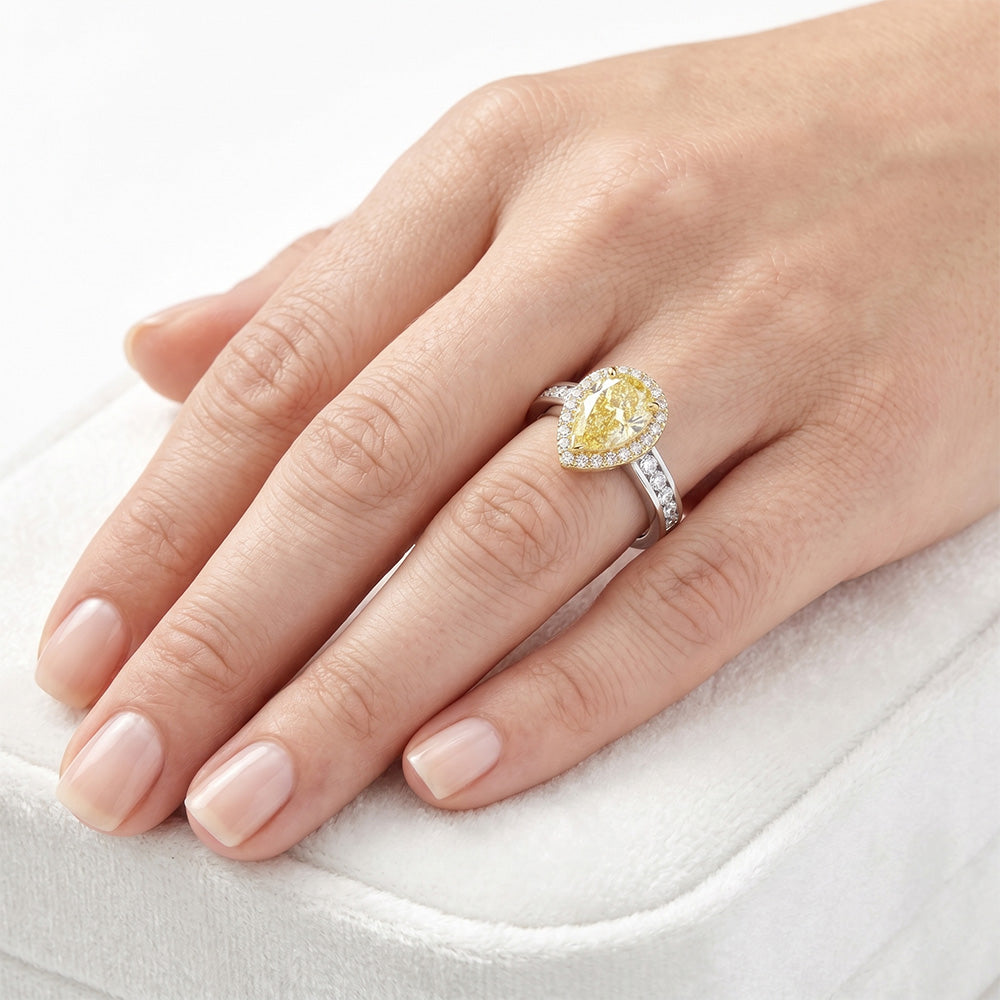 Real Yellow Canary Diamond Fine Jewelry Ring – 14 Karat Two Tone