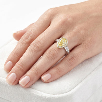 Real Yellow Canary Diamond Fine Jewelry Ring – 14 Karat Two Tone