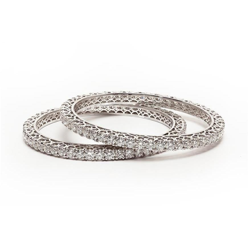 Real 20 Ct Round Diamond Bangle 14K White Gold