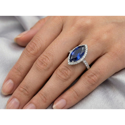 4 Carat Marquise Sapphire IGI CERTIFIED Ring