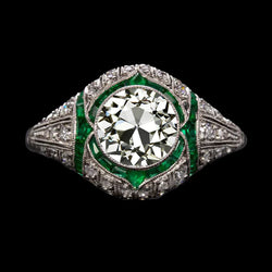 Real  Antique Style Old Cut Diamond Ring Emerald Jewelry 4.50 Carats