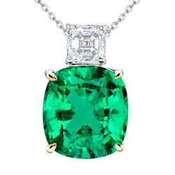 Real Green Emerald GIA And Diamond Pendant Fine Jewelry
