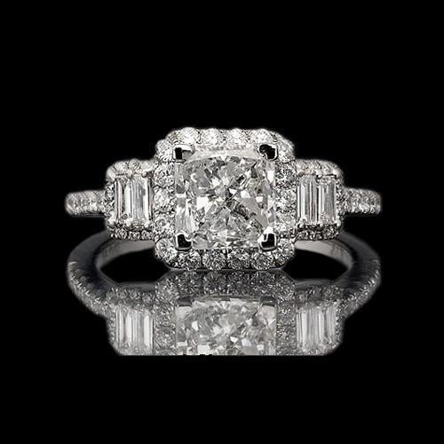 Radiant Cut Engagement Ring 3 Carat Natural Earth Mined Diamonds Fancy Ring White Gold 14K