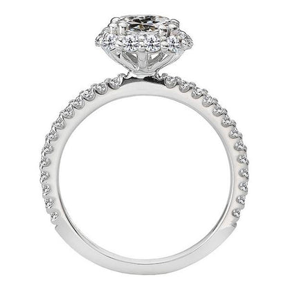 Real Diamond Round Old Mine Cut Halo Engagement Ring 5.50 Carats White Gold