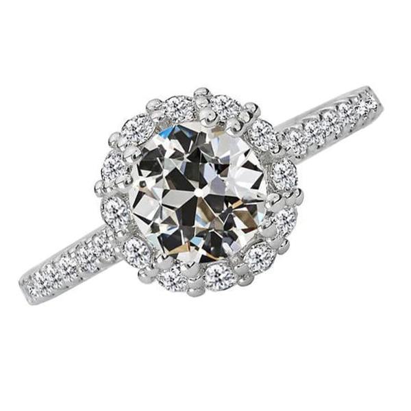 Real Diamond Round Old Mine Cut Halo Engagement Ring 5.50 Carats White Gold