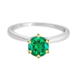 Real Green Emerald GIA Ring Six Prongs