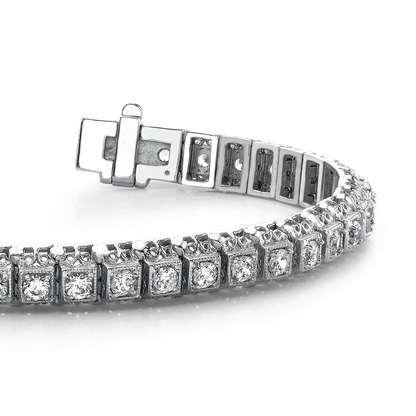 Real Natural Earth Mined Diamond Tennis Bracelet 4.40 Carats White Gold 14K