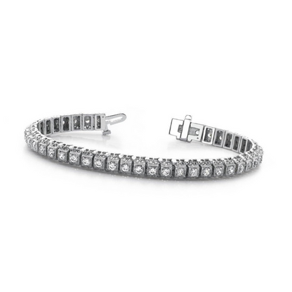 Real Natural Earth Mined Diamond Tennis Bracelet 4.40 Carats White Gold 14K