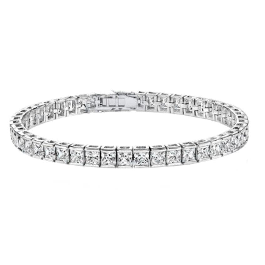 Real WG 14K Princess Cut Sparkling 11 Carats Natural Earth Mined Diamonds Tennis Bracelet