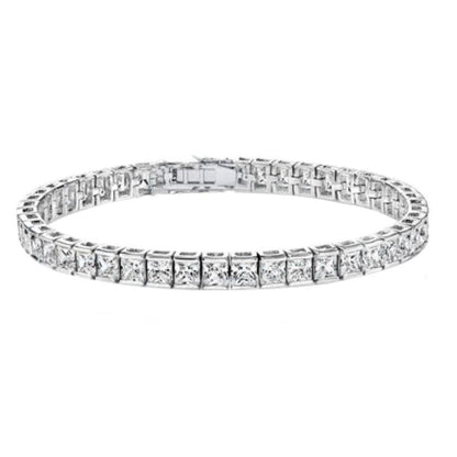 Real WG 14K Princess Cut Sparkling 11 Carats Natural Earth Mined Diamonds Tennis Bracelet