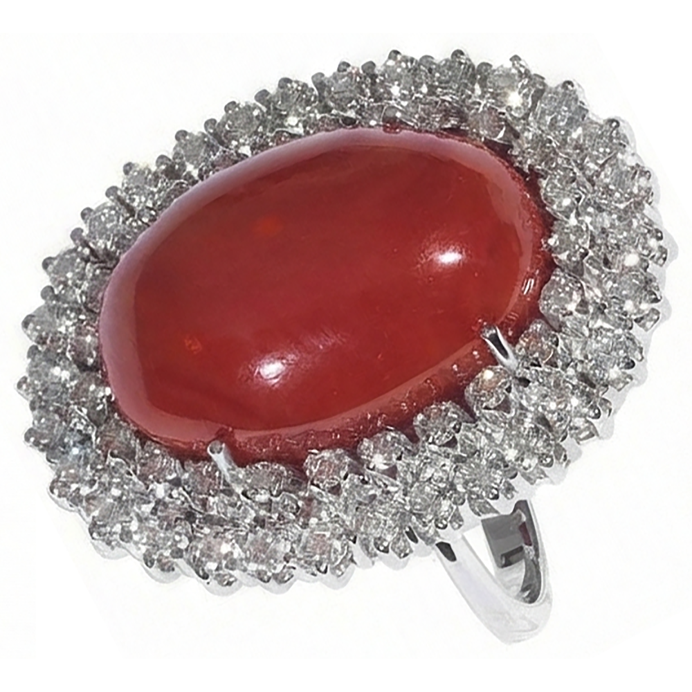 Red Coral Halo Cocktail Ring