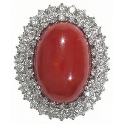 Red Coral Halo Cocktail Ring