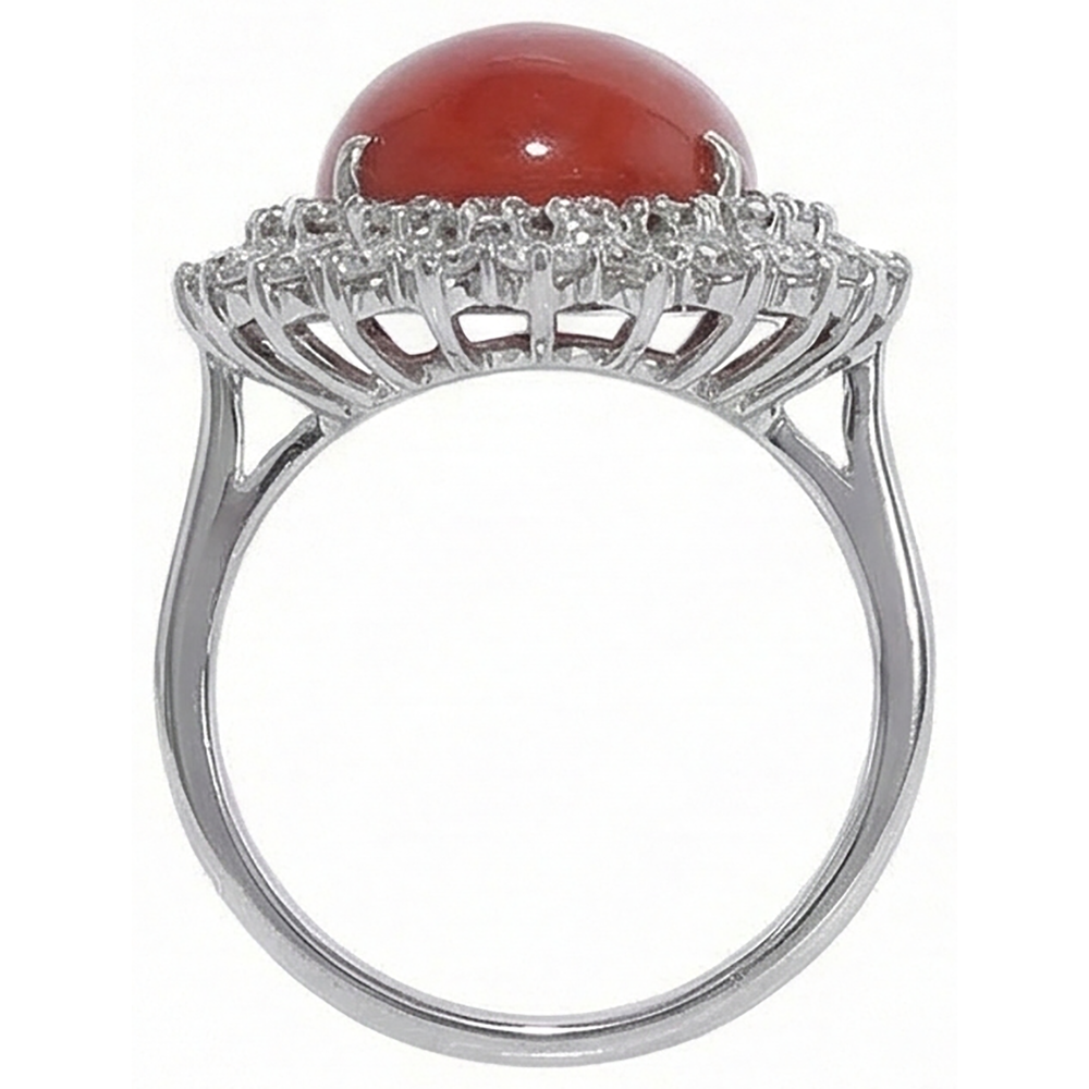 Red Coral Halo Cocktail Ring